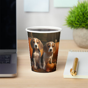 Beagle Puppy Autumn Delight Pumpkin Paper Cups