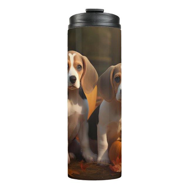 Beagle Puppy Autumn Delight Pumpkin  Thermal Tumbler (Front)