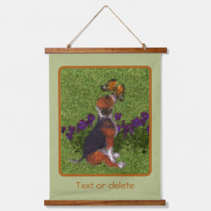 Beagle Puppy Butterflies Dog Art Personalised   Hanging Tapestry