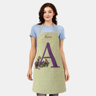 Beagle Puppy Butterflies Monogram Initial A Name   Apron