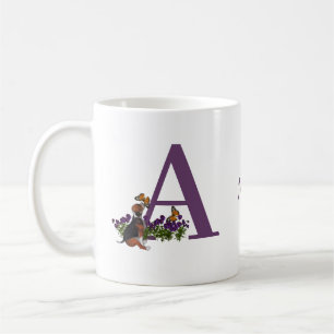 Beagle Puppy Butterflies Monogram Initial A Name Coffee Mug