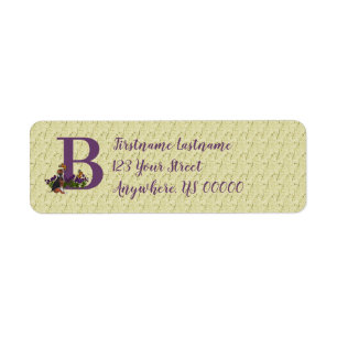 Beagle Puppy Butterfly Monogram Initial B Address 
