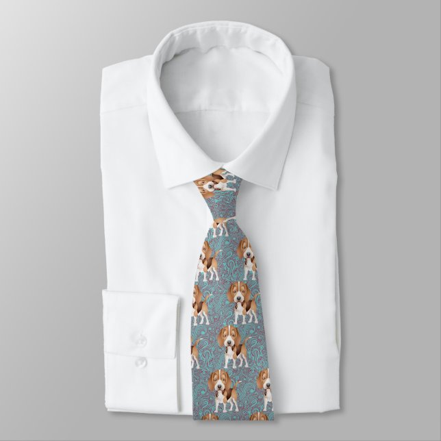 Beagle Puppy Cartoon Tie (Tied)