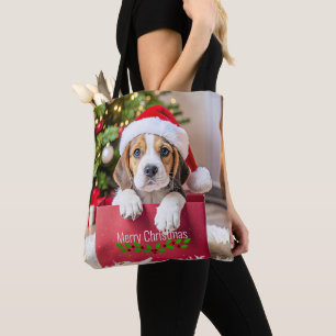 Beagle Puppy Christmas Design, Tote Bag