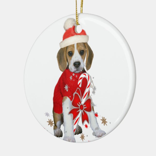 Beagle Puppy Christmas Ornament (Left)