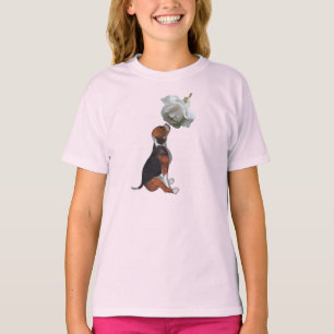 Beagle Puppy White Rose Cute Animal T-Shirt