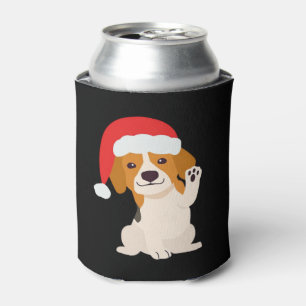 Beagle puppy with Santa's hat for dog lovers Overs Can Cooler