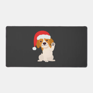 Beagle puppy with Santa's hat for dog lovers Overs Desk Mat