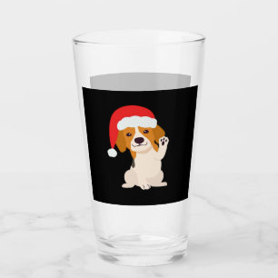 Beagle puppy with Santa's hat for dog lovers Overs Glass