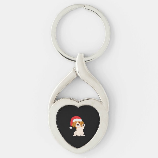 Beagle puppy with Santa's hat for dog lovers Overs Key Ring (Front)