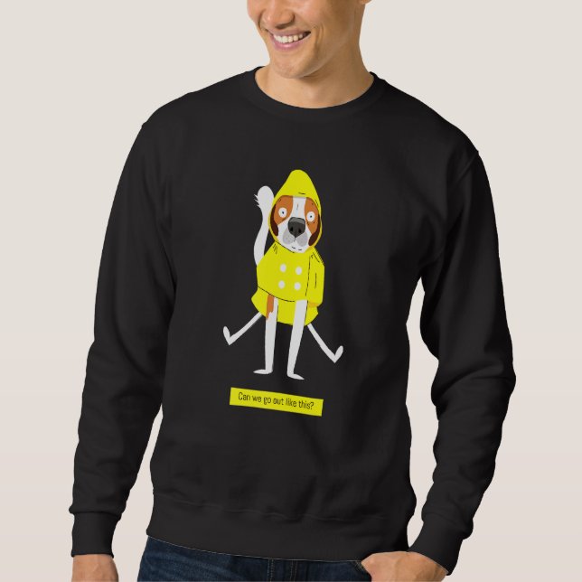 Beagle Rain Go Out Yellow Dog Puppy  Black Sweatshirt (Front)