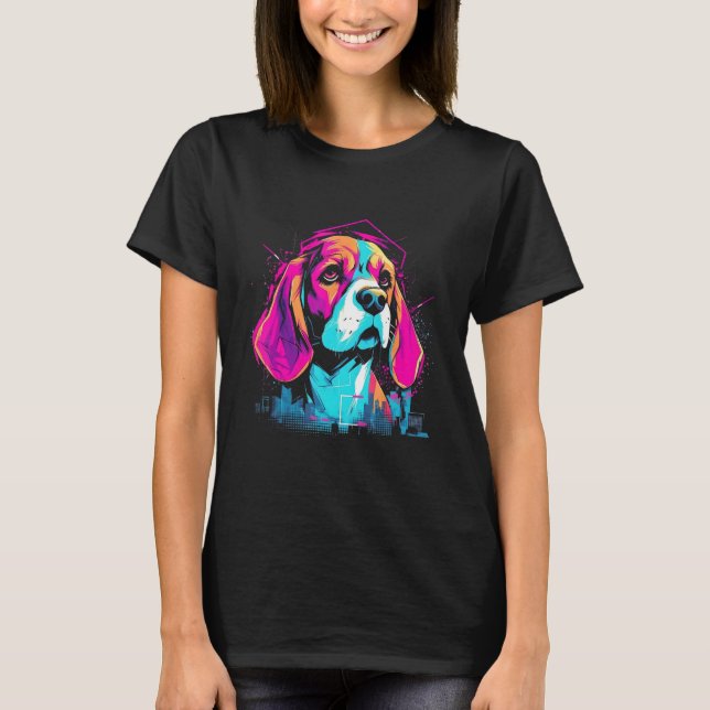 Beagle Rainbow Retro Design T-Shirt (Front)