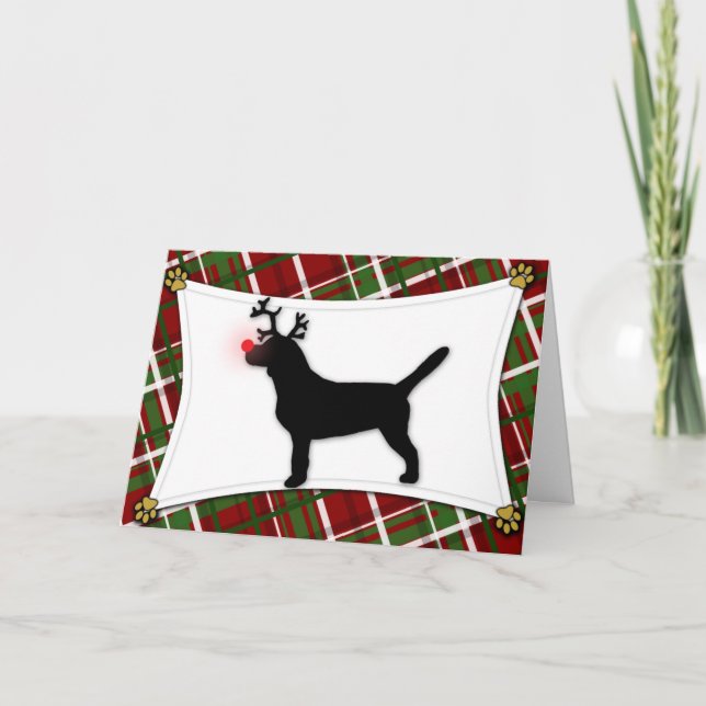 Beagle Reindeer Christmas Card (Front)