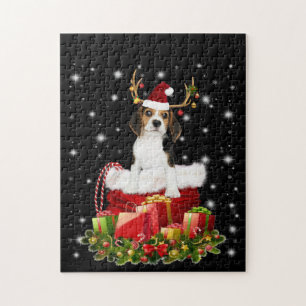 Beagle Reindeer Pressent Christmas Gift Jigsaw Puzzle