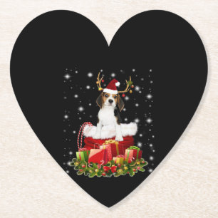 Beagle Reindeer Pressent Christmas Gift Paper Coaster