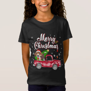 Beagle Retriever Rides Red Truck Christmas Pajama T-Shirt