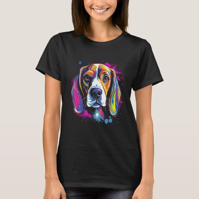 Beagle Retro Rainbow Splashes Design T-Shirt (Front)