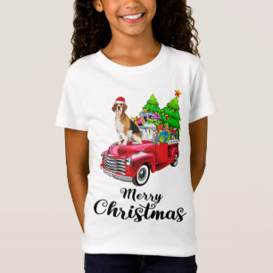 Beagle Ride Red Truck Christmas Pajama T-Shirt
