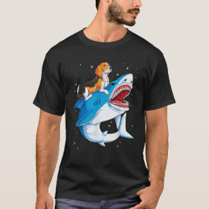 Beagle Riding Shark Jawsome Dog Lover Gifts Space T-Shirt
