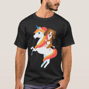 Beagle Riding Unicorn Cute Dog Halloween Costume T-Shirt