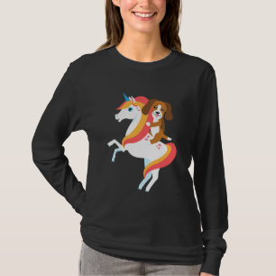 Beagle Riding Unicorn Cute Funny Dog Halloween Cos T-Shirt