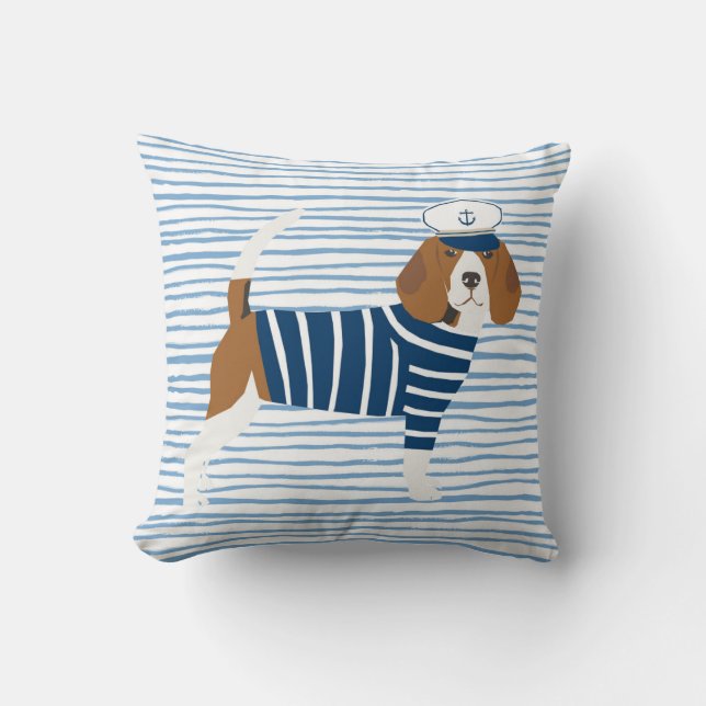 Beagle sailor dog cute nautical themed sailor dog cushion (Front)
