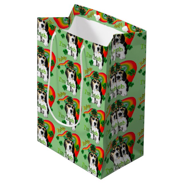 Beagle Saint Patricks Day Medium Gift Bag (Front Angled)