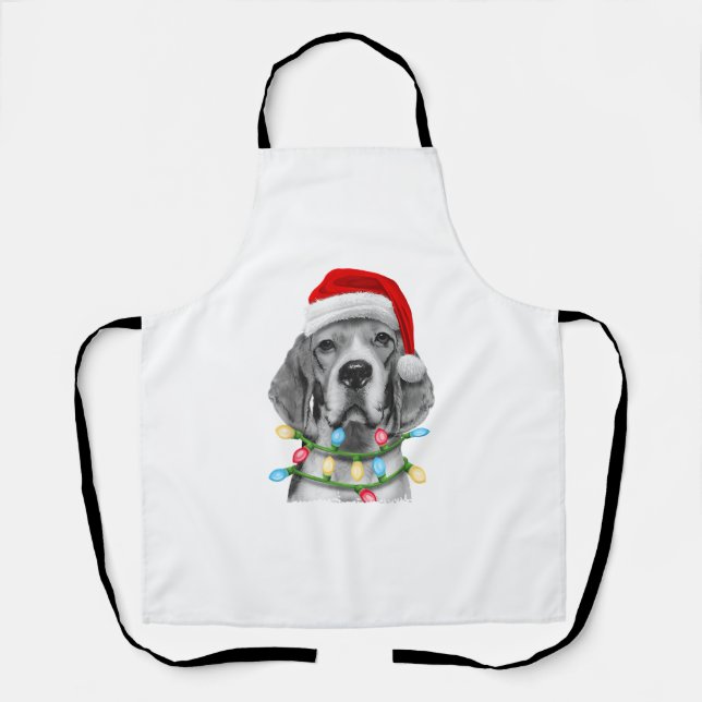 Beagle Santa Christmas Tree Lights Xmas Boys Men D Apron (Front)