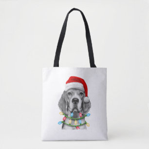 Beagle Santa Christmas Tree Lights Xmas Boys Men D Tote Bag