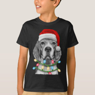 Beagle Santa Christmas Tree Lights Xmas Dogmas T-Shirt