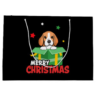 Beagle Santa Dog Lovers Merry Christmas Xmas Large Gift Bag