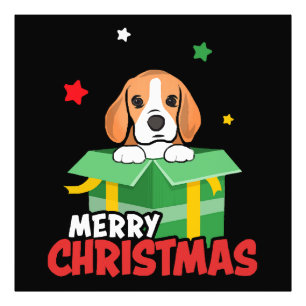 Beagle Santa Dog Lovers Merry Christmas Xmas  Photo Print