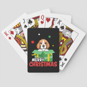 Beagle Santa Dog Lovers Merry Christmas Xmas Playing Cards