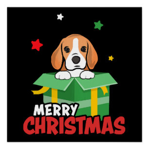 Beagle Santa Dog Lovers Merry Christmas Xmas  Poster