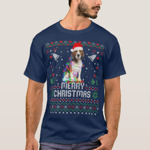 Beagle Santa Hat Dog Christmas Tree Lights Holiday T-Shirt