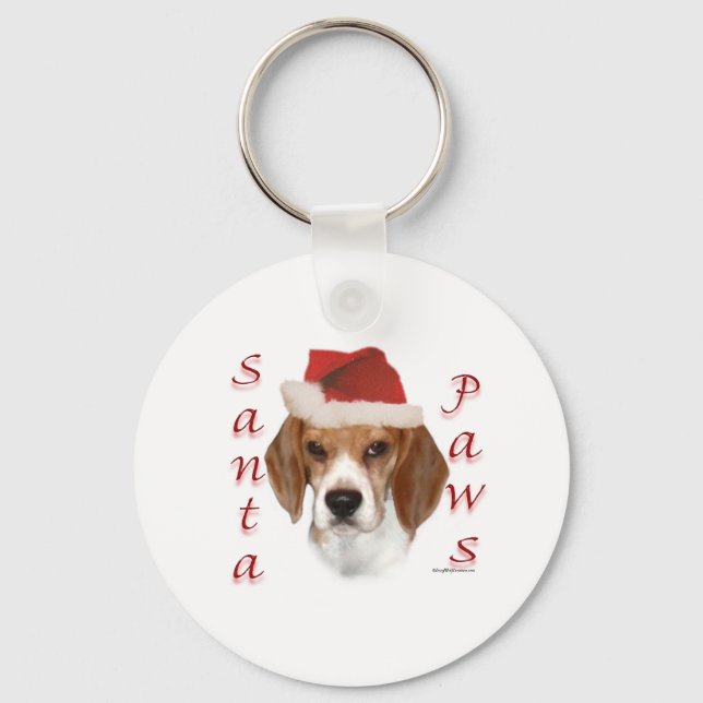 Beagle Santa Paws Key Ring (Front)