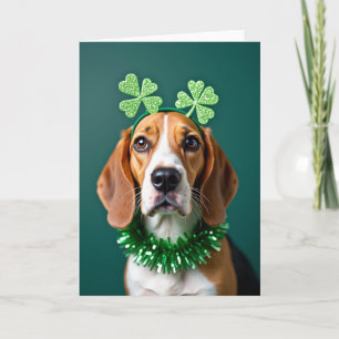 Beagle Shamrock Holiday Card