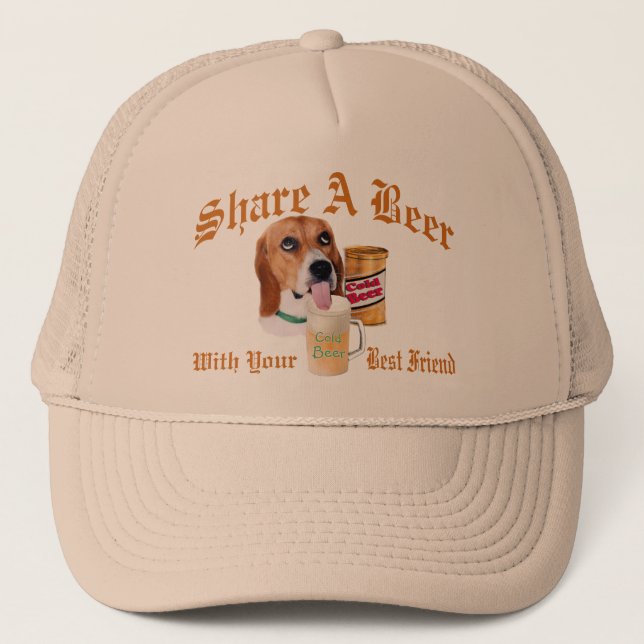 Beagle Shares A Beer  hat (Front)