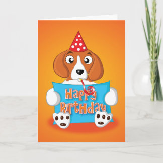 beagle - sign - happy birthday card