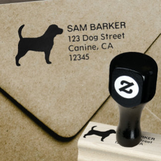 Beagle Silhouette Dog Lover's Return Address Rubber Stamp