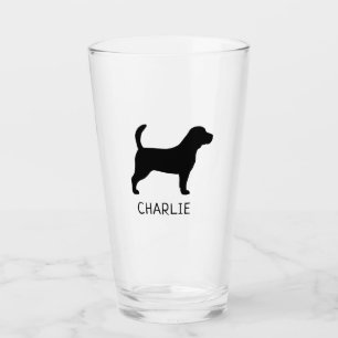 Beagle Silhouette Personalised Dog Breed Glass