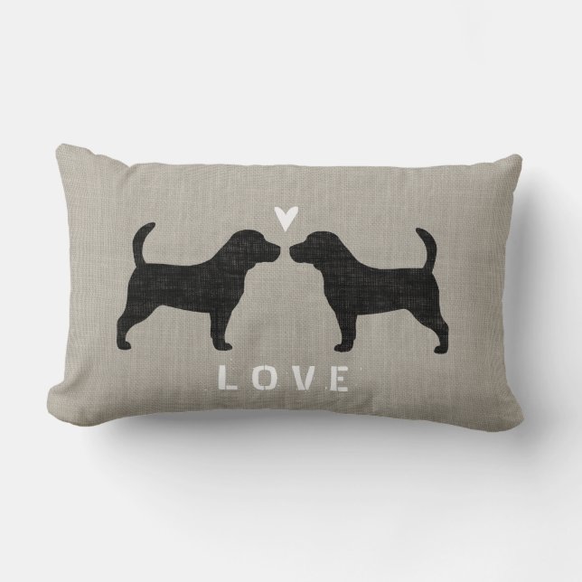 Beagle Silhouettes Love Lumbar Cushion (Front)
