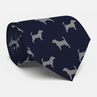 Beagle Silhouettes Pattern Navy Blue Dog Lover Tie