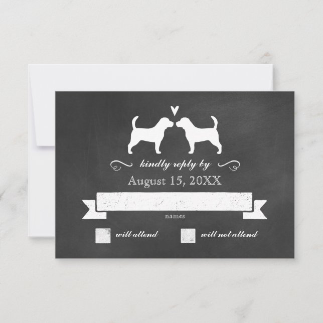 Beagle Silhouettes Wedding Reply RSVP (Front)