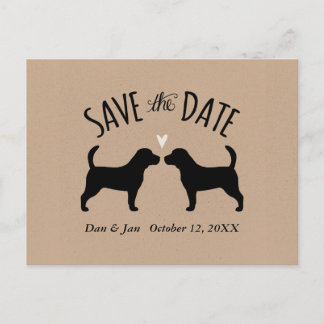 Beagle Silhouettes Wedding Save the Date Announcement Postcard
