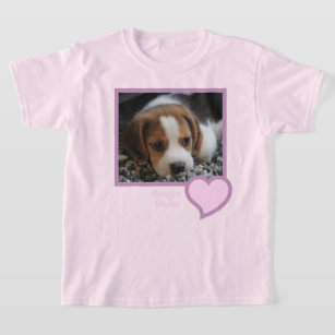 Beagle Sister Text Pet Dog Family Photo  T-Shirt