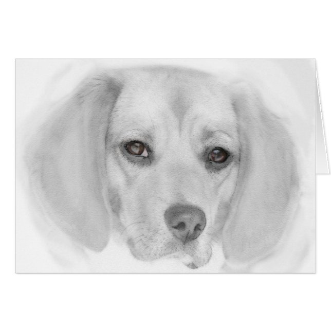 Beagle Sketch Blank Note Card (Front Horizontal)