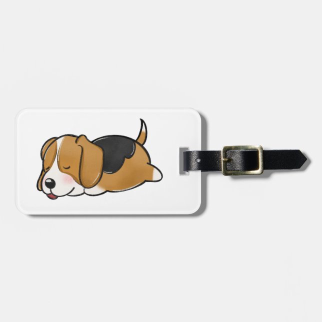 Beagle Sleeping Cartoon Luggage Tag (Front Horizontal)