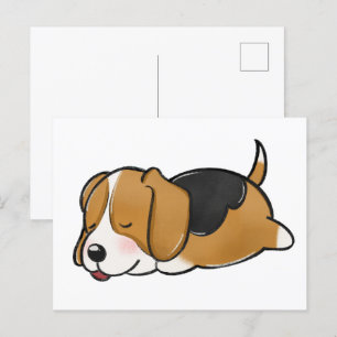 Beagle Sleeping Cartoon Postcard