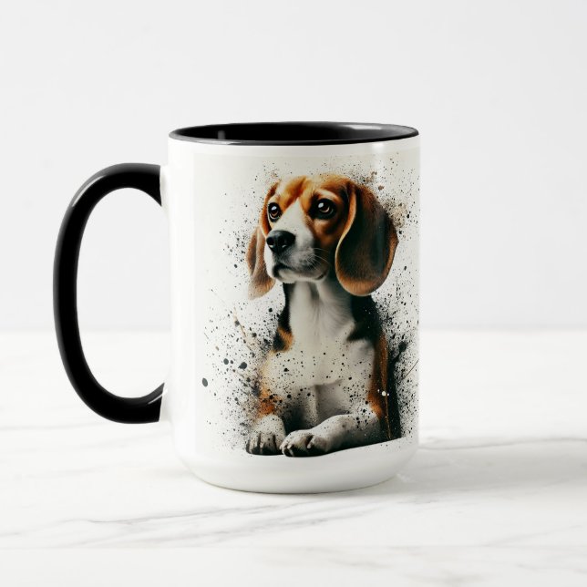 Beagle Splattered Coffee Mug Cup (Left)